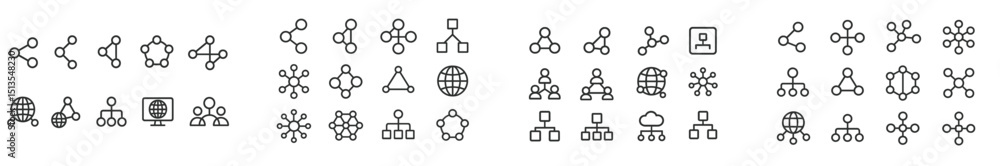 Poster icon collection showcasing varied network and connection symbols in a minimalist design during a dig