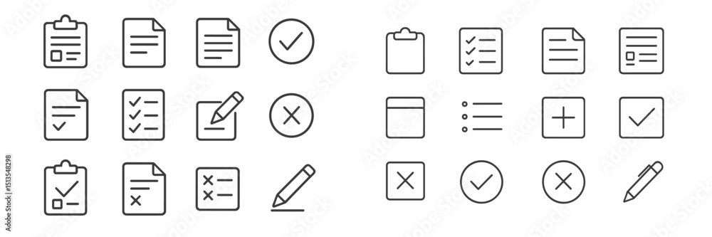 Poster icons representing various tasks and checklists arranged in a grid for planning and organization pur
