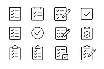 Various checklist icons illustrating organization and task management for efficient planning and productivity