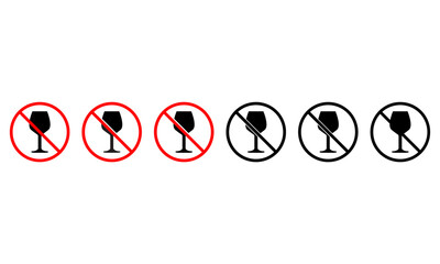Set Of No Alcohol Sign Icon, Simple Icon Vector Design, best used for presentation, application, web and banner