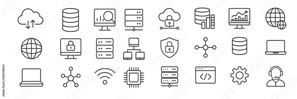 Poster symbolic representation of cloud computing, data management, and network security in modern technolo