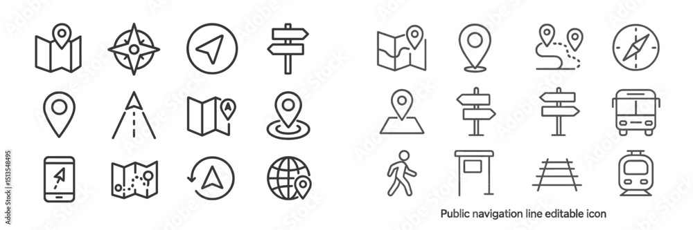 Poster navigation icons for digital maps and wayfinding applications in urban settings
