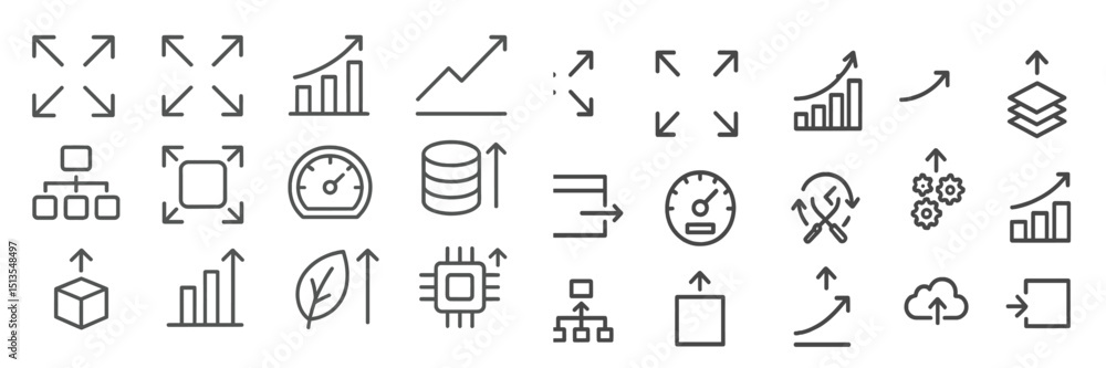 Poster increasing productivity with various icons representing analytics, metrics, and data visualization i
