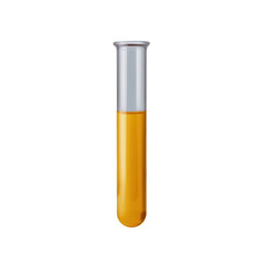 Test tube containing yellow liquid, isolated on a white background, suitable for scientific illustrations, experiments, or laboratory imagery.