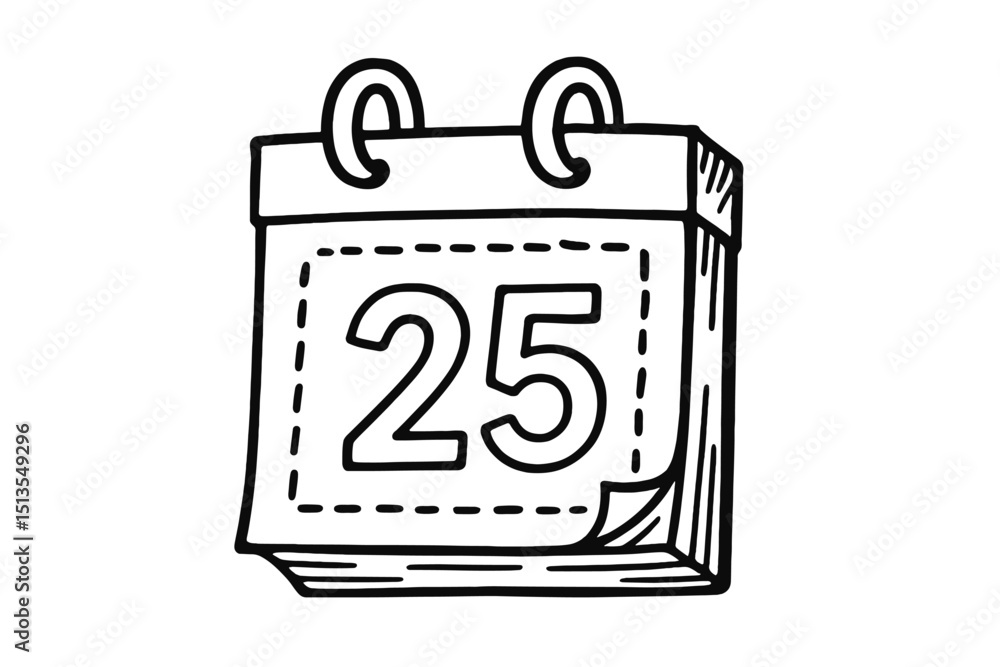 Poster calendar page marking the 25th of the month, showcasing a simple yet effective design to indicate a 