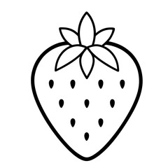 Simple strawberry outline vector graphic isolated on white background