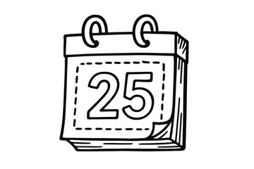 Calendar page marking the 25th of the month, showcasing a simple yet effective design to indicate a specific date for planning