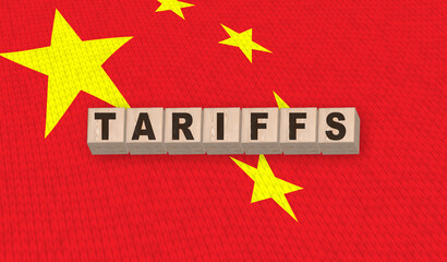 China Trade Tariffs with China Flag backdrop