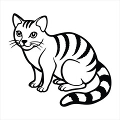 Fototapeta premium Line art of sand cat crouching.