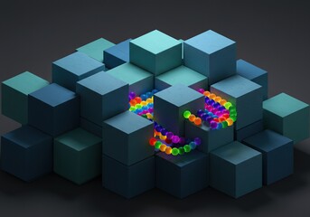 Obraz premium Abstract geometric design with cubes and balls