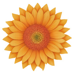 Vibrant Sunny Flower with Detailed Petals and Center Focus on Bright Colors, isolated on transparent background.