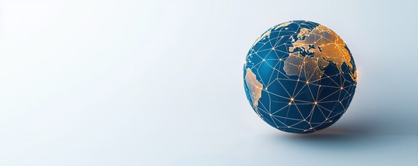 economy growth efficiency concept. 3D globe design with a network connection theme against a light background.
