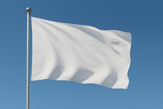 white flag of isolated on sky blue background 