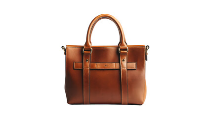 Stylish Brown Handbag Isolated on Tranasparent Background Aerial View