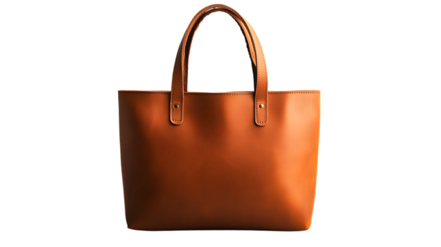 Elegant Brown Leather Tote Bag Silhouette with Handle Isolated