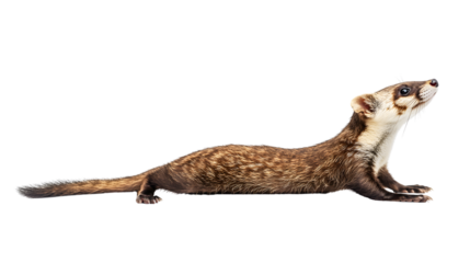 Playful Ferret Stretching Out - Isolated Long Body Image