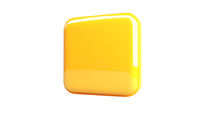 Yellow Square Mobile Application Icon Button for UI Design and App Development