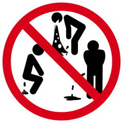  No Urinating, Defecating, or Vomiting Here Sign, Public Hygiene Prohibition Symbol