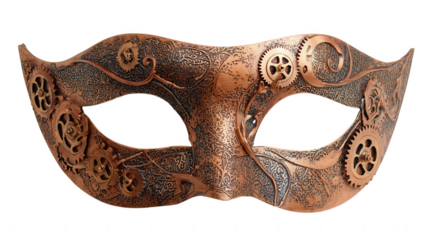 Steampunk mask with gears isolated on transparent background, PNG