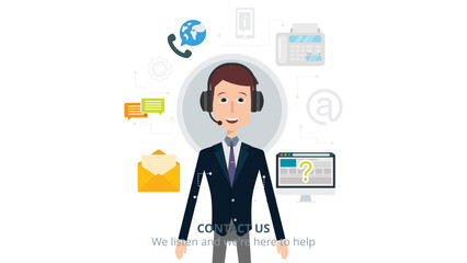 business woman with business icons