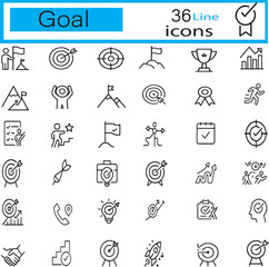 Goal & Achievement Line Icons – Minimalist Vector Set