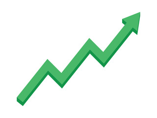 Green arrow graph going up consistently represents trading profit business growth, economic boom, and financial surplus. Simple abstract symbol illustration vector design. 
