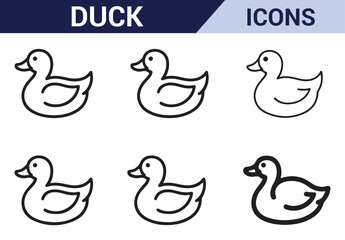 Animal Duck Icons - A set of minimalistic duck symbols for nature, farm, and animal-related projects.