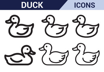 Hand-Drawn Duck Icon Set - A collection of simple duck icons for wildlife, farm, and nature-themed designs.