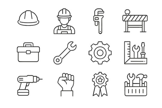 Construction tools and worker equipment in a work environment showcasing essential items for building tasks