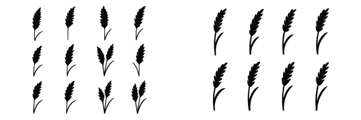 Patterns of silhouettes featuring wheat-like shapes in a minimalist design displayed on a plain background