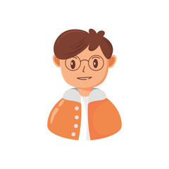 A flat-style male avatar illustration featuring a smiling young man with brown hair.