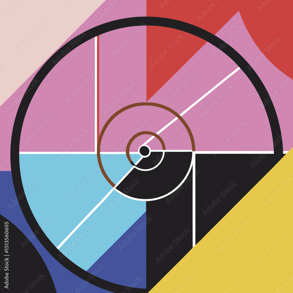 Poster abstract geometric composition with circles and rectangles