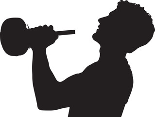 Silhouette of a Man Lifting a Dumbbell Overhead