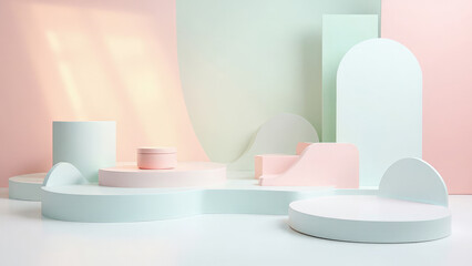 Pastel pink and green minimalist product display background