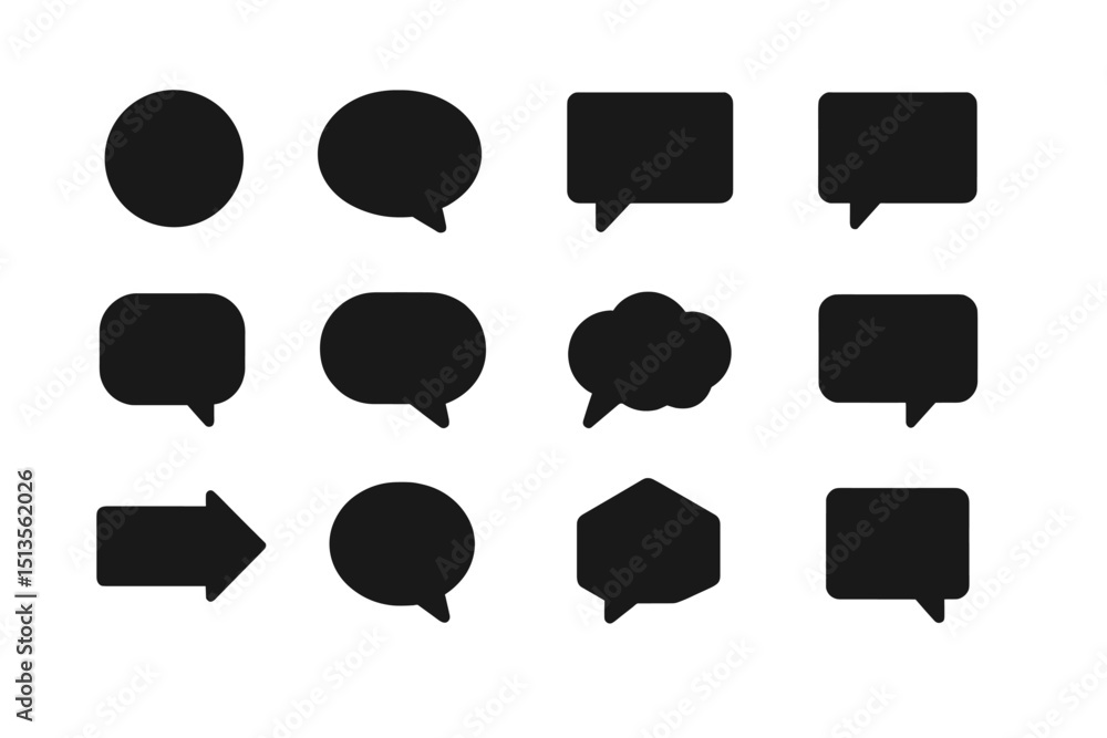 Poster collection of various speech bubbles and graphic elements designed for communication and conversatio
