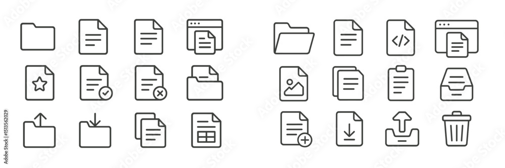 Poster collection of various file icons and graphic elements in a minimalist design suitable for digital or