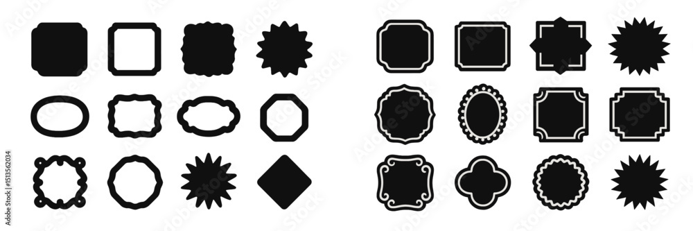 Poster decorative black silhouette shapes for design projects and creative applications available in variou