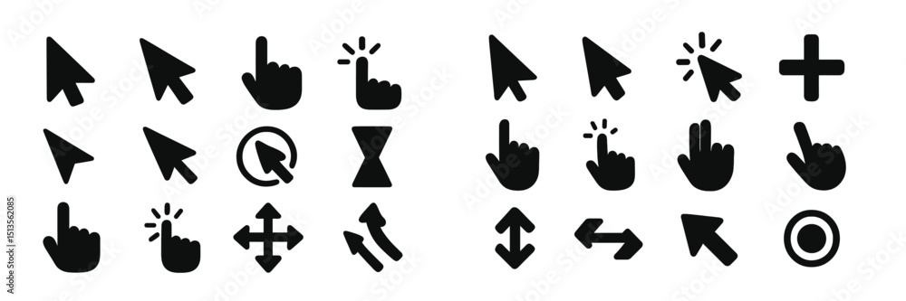 Poster various cursor icons representing different actions and functions in digital interfaces