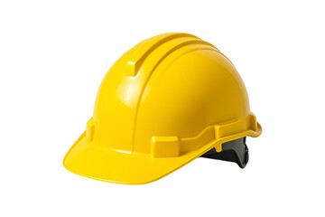 Yellow construction helmet isolated on transparent background. High-resolution safety gear for engineering, building industry, or workplace safety design projects, clipping path
