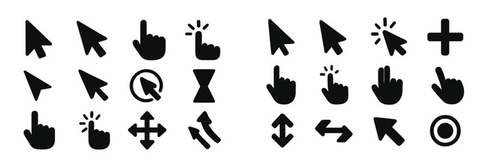 Various cursor icons representing different actions and functions in digital interfaces