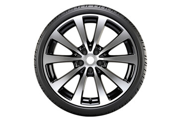 Fototapeta premium Sleek Alloy Wheel with Performance Tire: Automotive Rim Design isolated on transparent background png