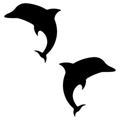 Dolphin silhouette, Double dolphin set box icon, dolphin illustration, silhouette, set icon, silhouette, dolphin icon