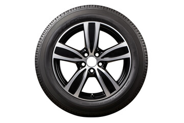 Black Alloy Wheel with Tire: Automotive Performance & Style isolated on transparent background png