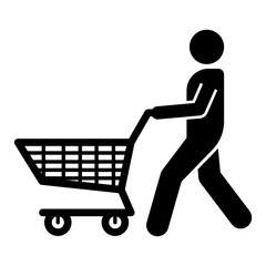 "Person pushing a shopping cart" icon
