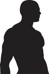 Muscular Male Silhouette Profile View Isolated on White
