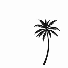 Minimalist black silhouette of a palm tree against a white background suitable for tropical designs and summer themed graphics