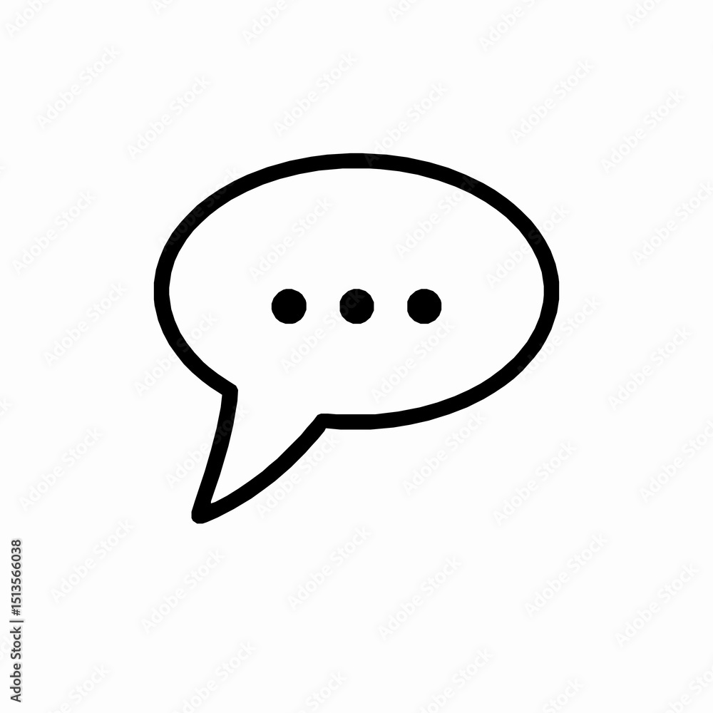Poster simple vector illustration of a speech bubble with three dots representing dialogue and communicatio
