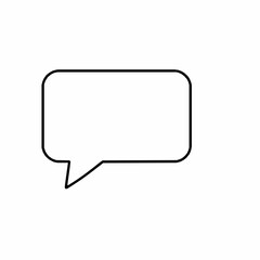 Simple black and white outline of a speech bubble on a pure white background suitable for various communication concepts