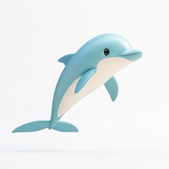 Fototapeta premium Adorable 3d cartoon dolphin leaping playful aquatic mammal