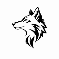 Obraz premium Elegant black and white illustration of a wolf head profile designed in a minimalist and modern artistic style perfect for logos and branding projects